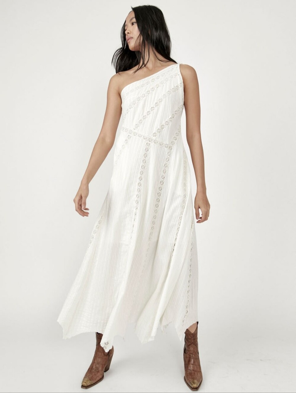 Free People | Bella Maxi Dress With Boho White Lace Embroidered Details